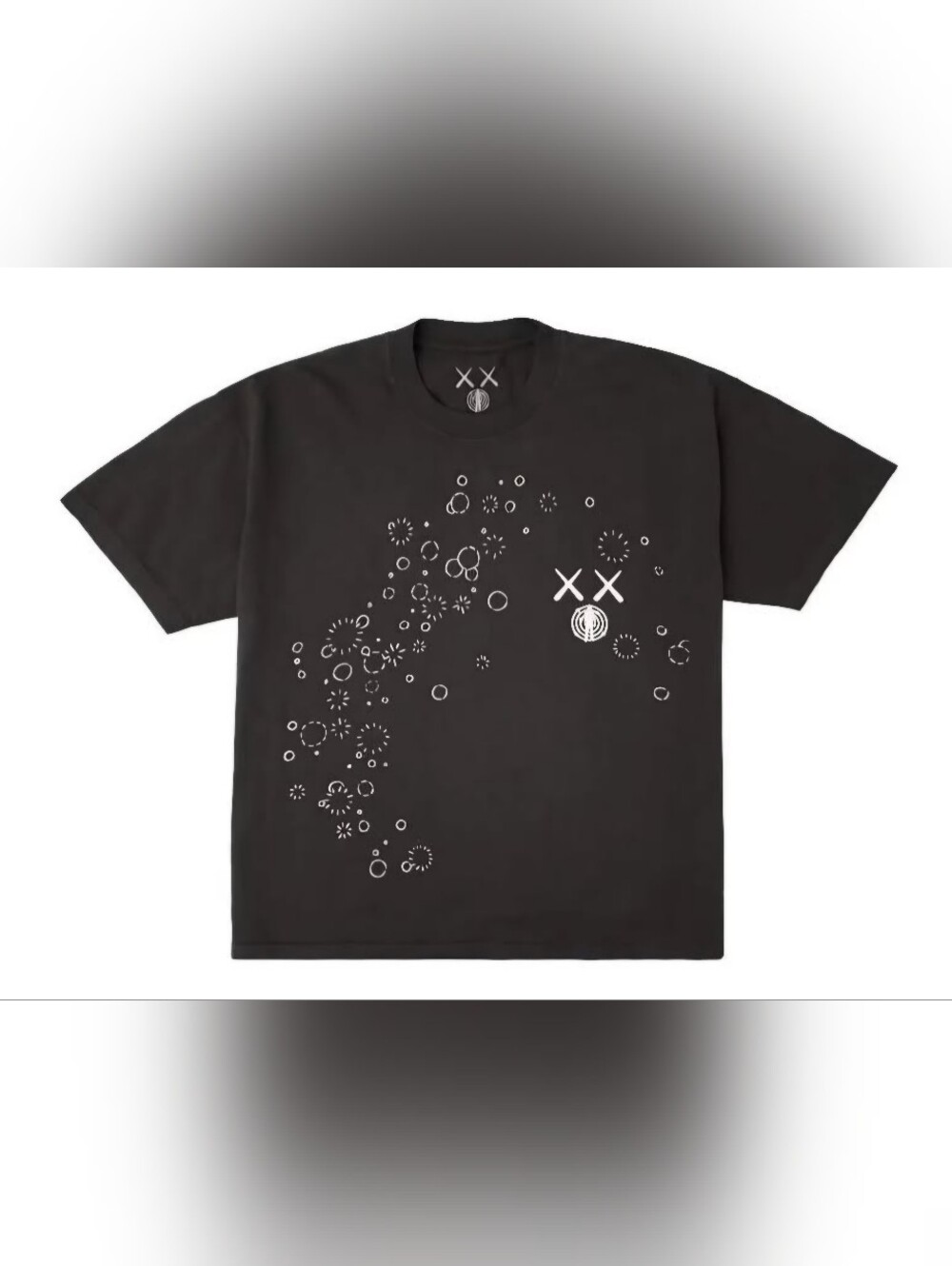Small Glow in the Dark KAWS Kid Cudi Moon Man GID Tee Vintage Black